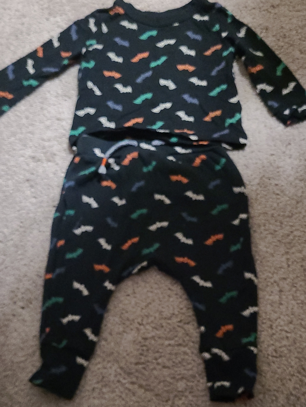 Joe Fresh Black Bat Print Two-Piece Pajama Set